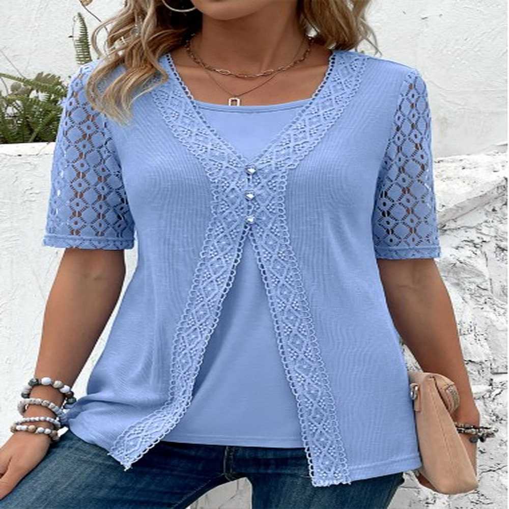 modlily dusty blue fake in short sleeve t shirt