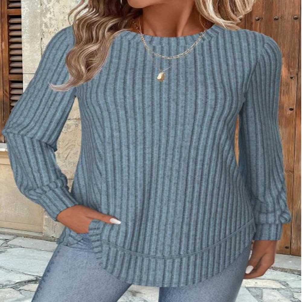 modlily dusty blue long sleeve round neck sweatshirt l