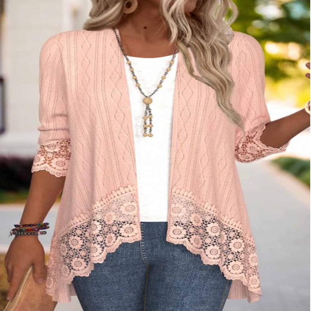 modlily dusty pink embroidery sleeve light cardigan xl