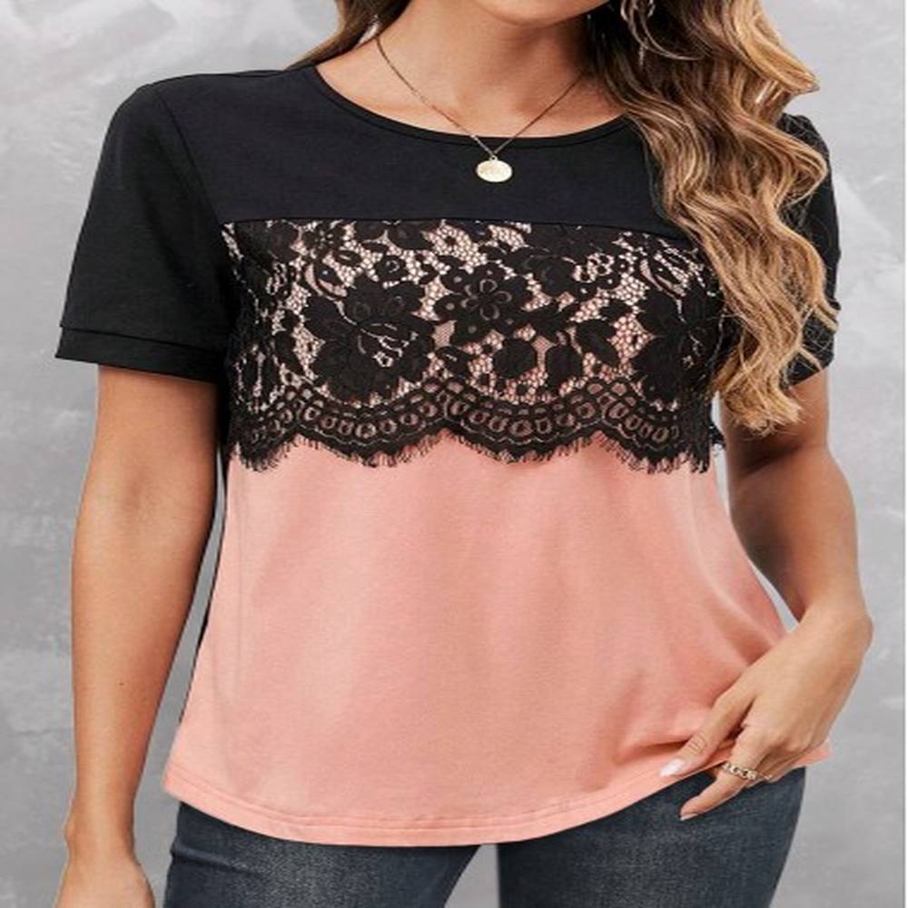 modlily dusty pink lace short sleeve t shirt l
