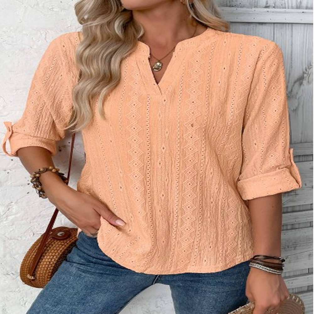 modlily dusty pink sleeve split neck blouse l