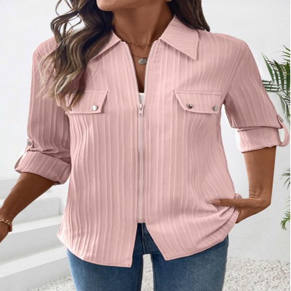 modlily dusty pink zipper long sleeve shirt m