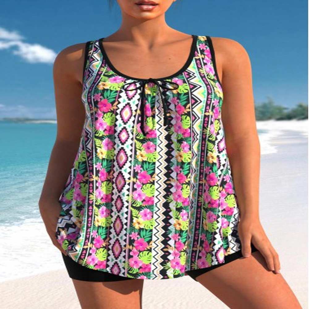 modlily floral geometric print multi color tankini top s