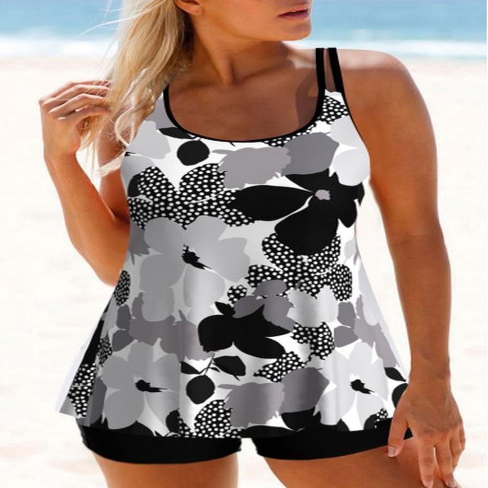 modlily floral print double straps black tankini top s