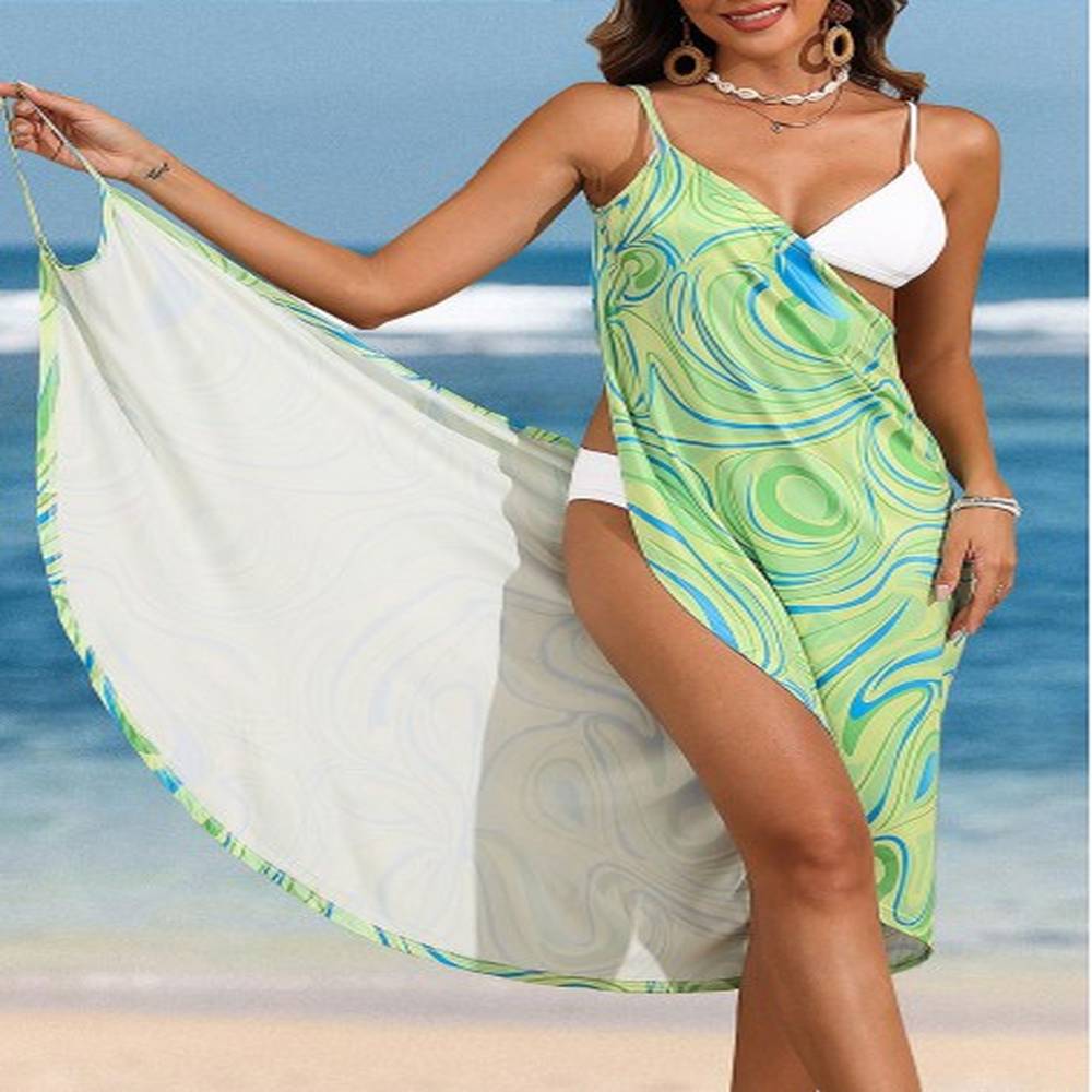 modlily geometric print light green cover up xl