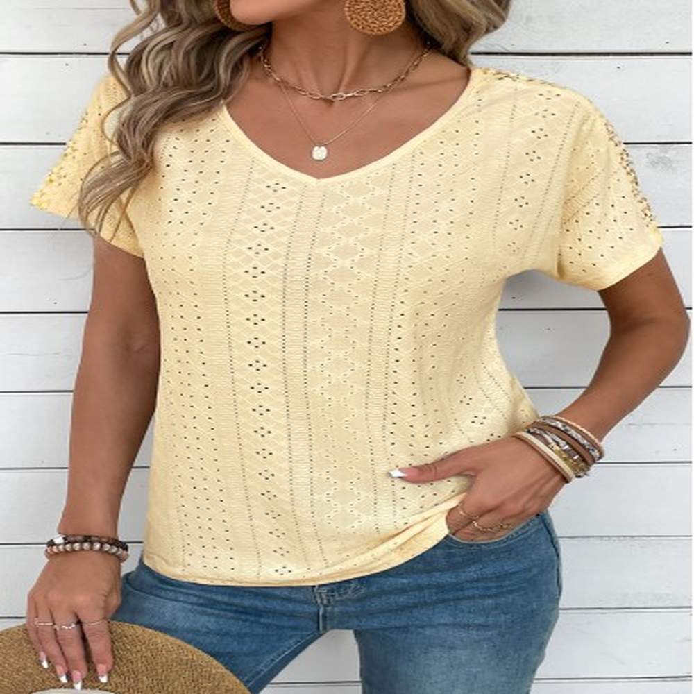 modlily ginger embroidery short sleeve v neck t shirt