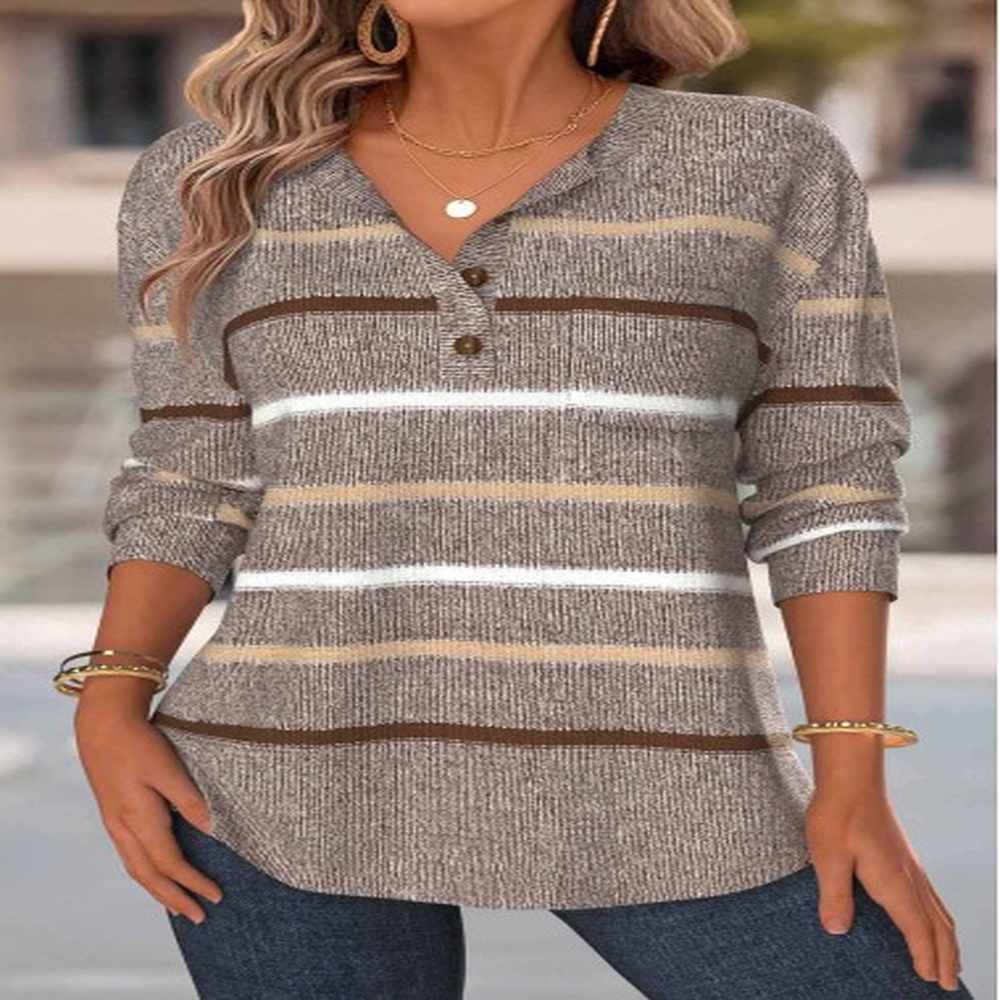 modlily gray brown tummy coverage multi stripe print sweatshirt