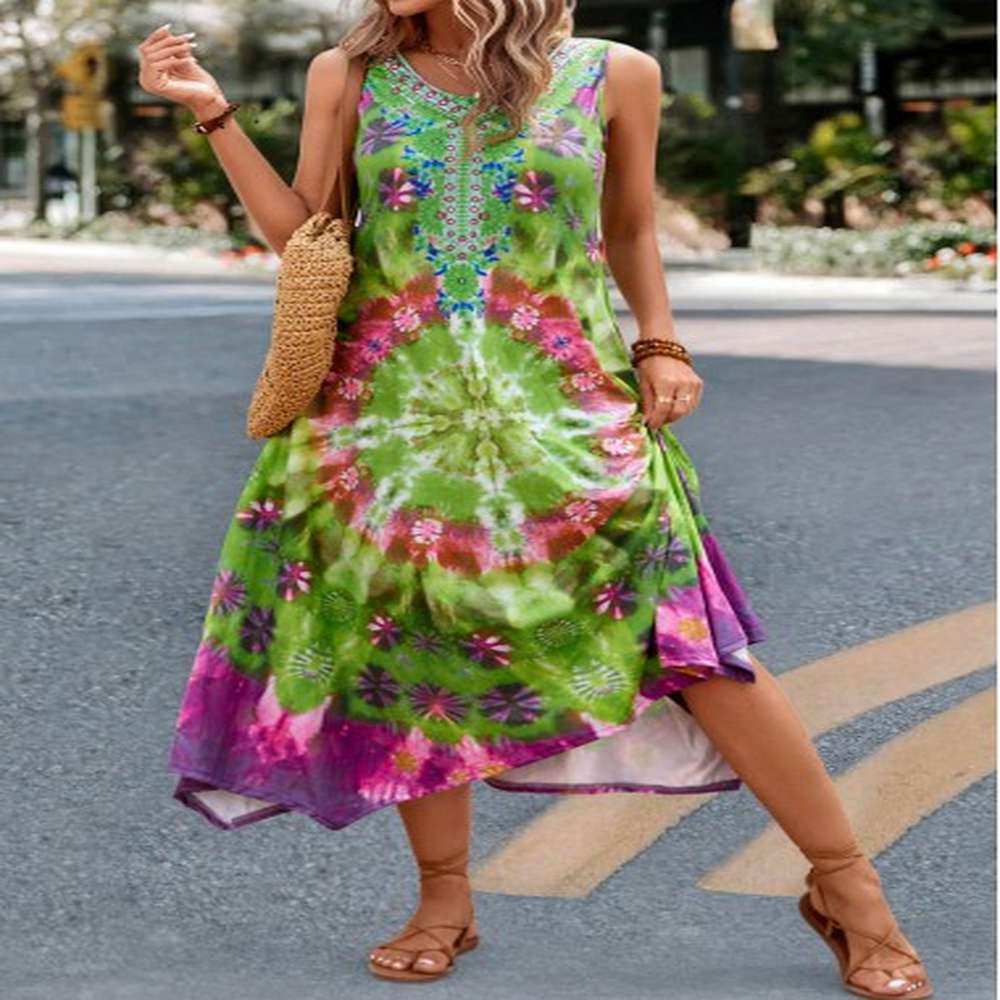 modlily green handkerchief hem tie dye print dress l