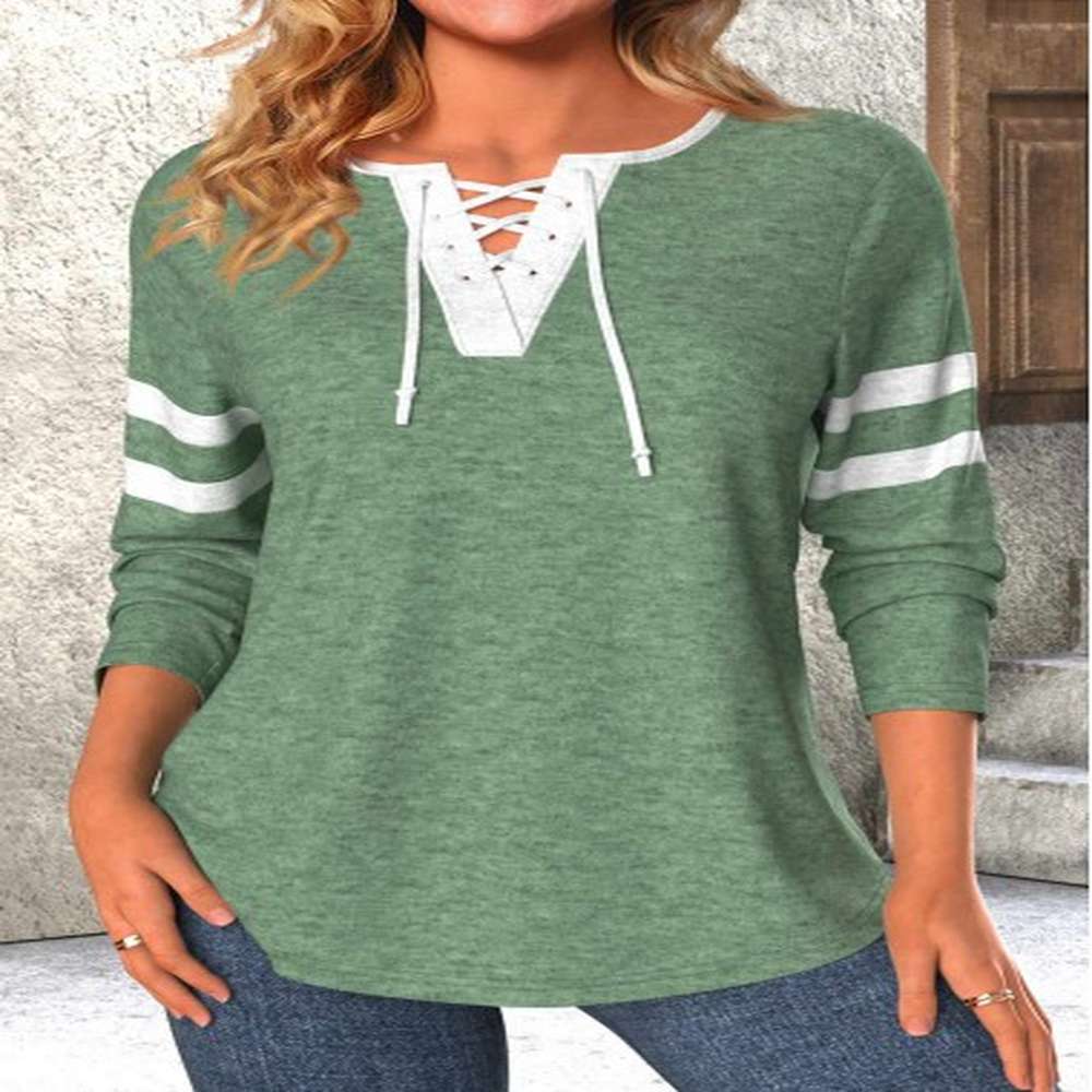 modlily green lace up long sleeve t shirt xl