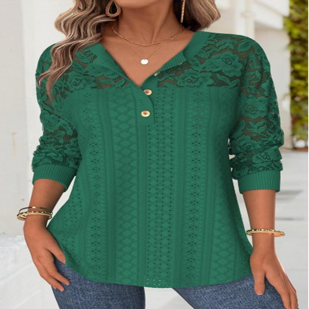modlily green sleeve split neck t shirt l