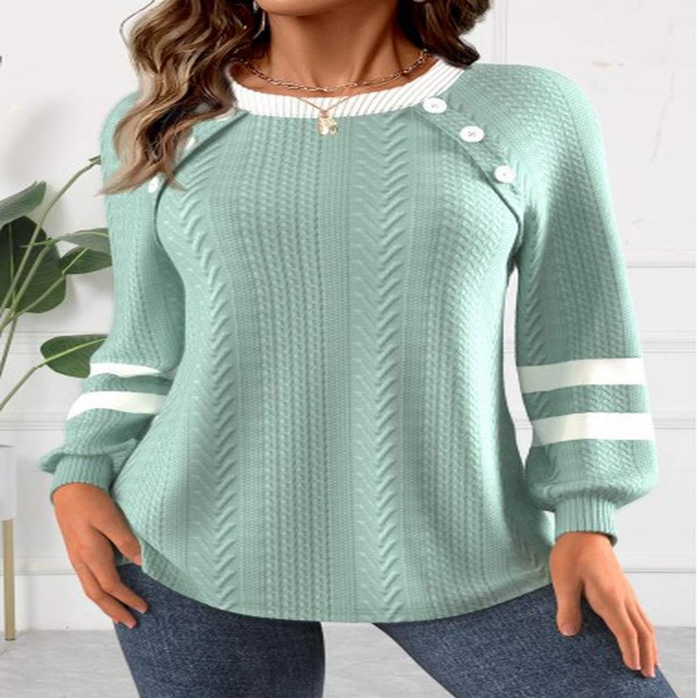 modlily green textured fabric long sleeve round neck sweatshirt