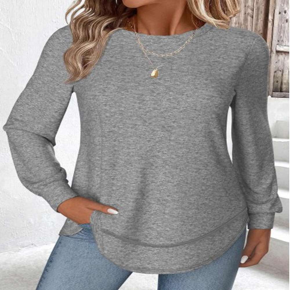modlily grey curved hem long sleeve t shirt xxl