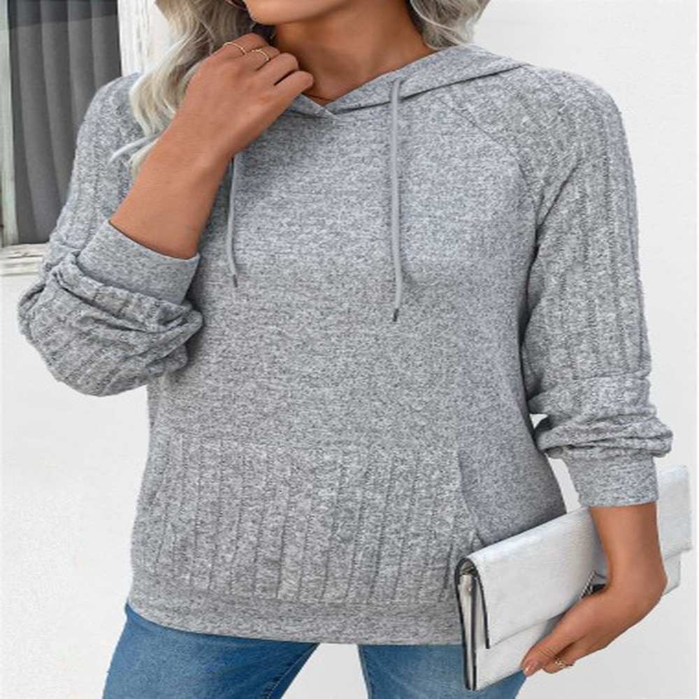 modlily grey drawstring patchwork long sleeve hoodie l