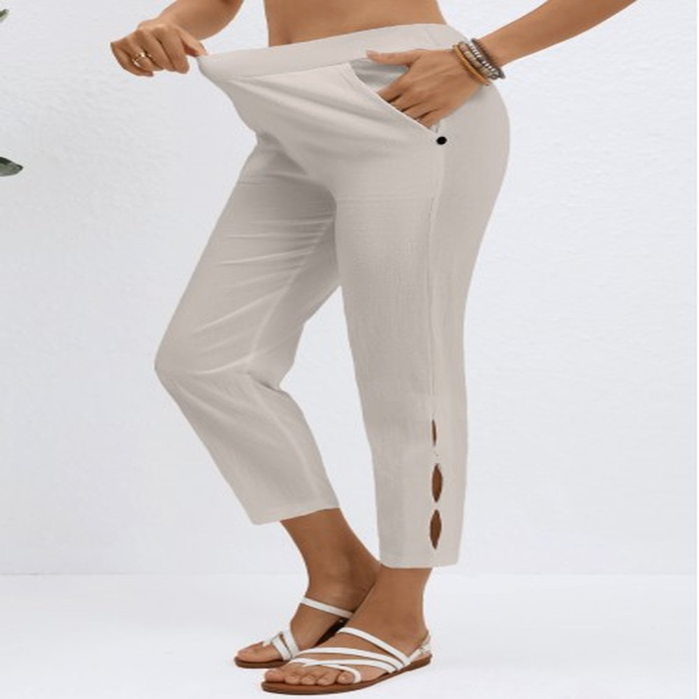 modlily grey elastic waist high waisted pants xl