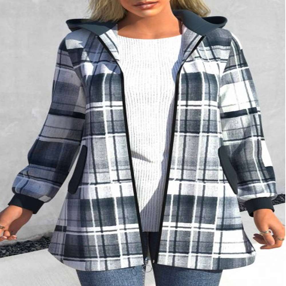 modlily grey geometric print coat m