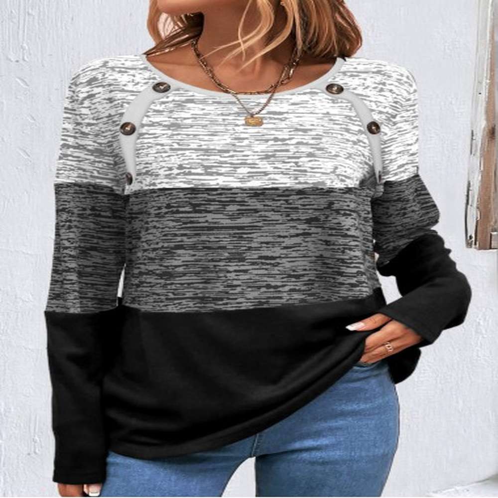 modlily grey patchwork long sleeve round neck sweatshirt xxl