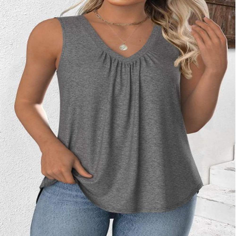 modlily grey sleeveless v neck tank top s