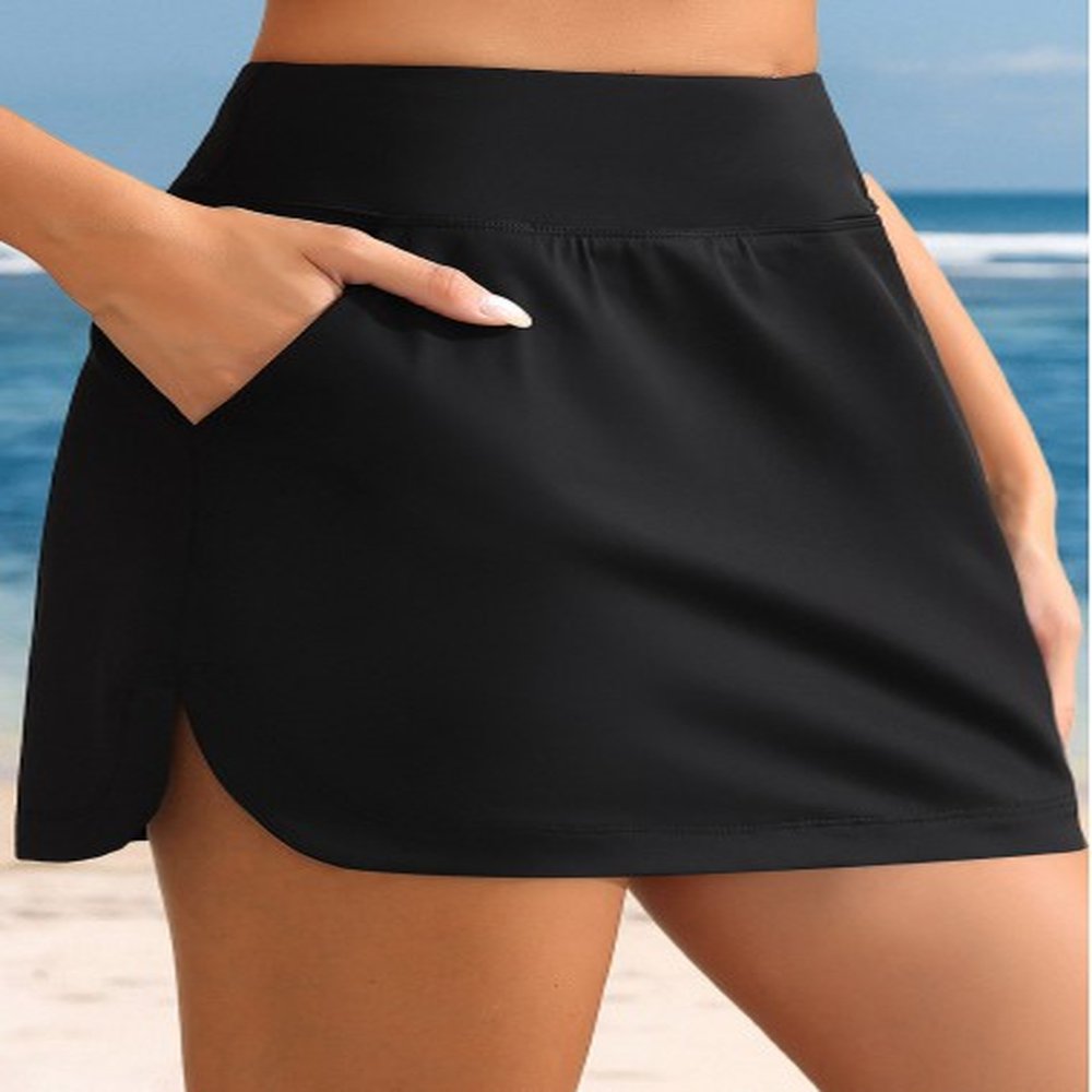 modlily high waisted black wide waistband pantskirt l