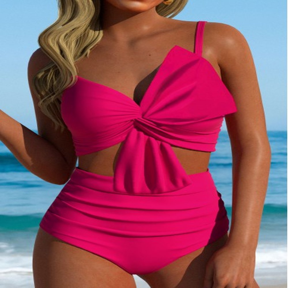 modlily high waisted hot pink bikini set m