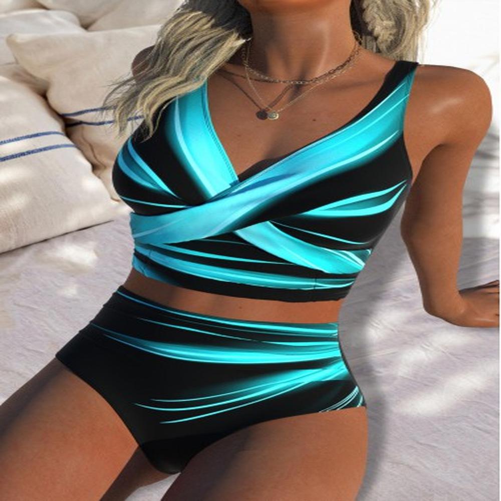 modlily high waisted ombre cyan bikini set s