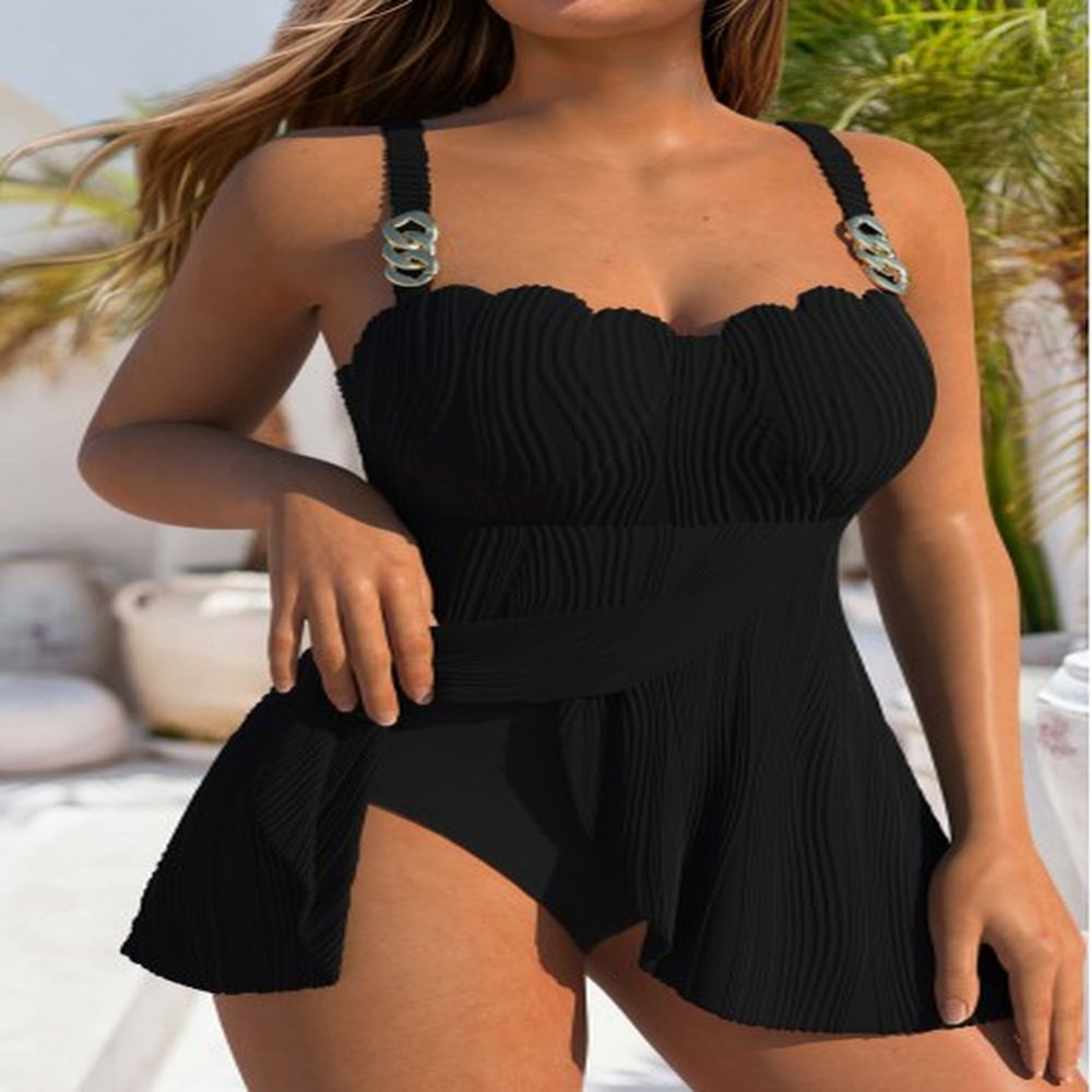 modlily jacquard detail black one piece swimdress xxl