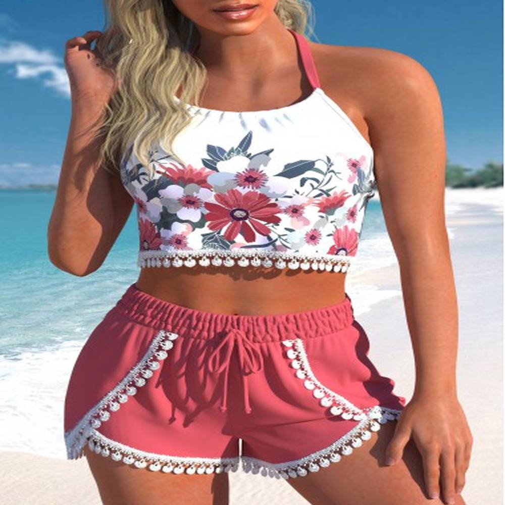 modlily lace high waisted floral print bikini set xl