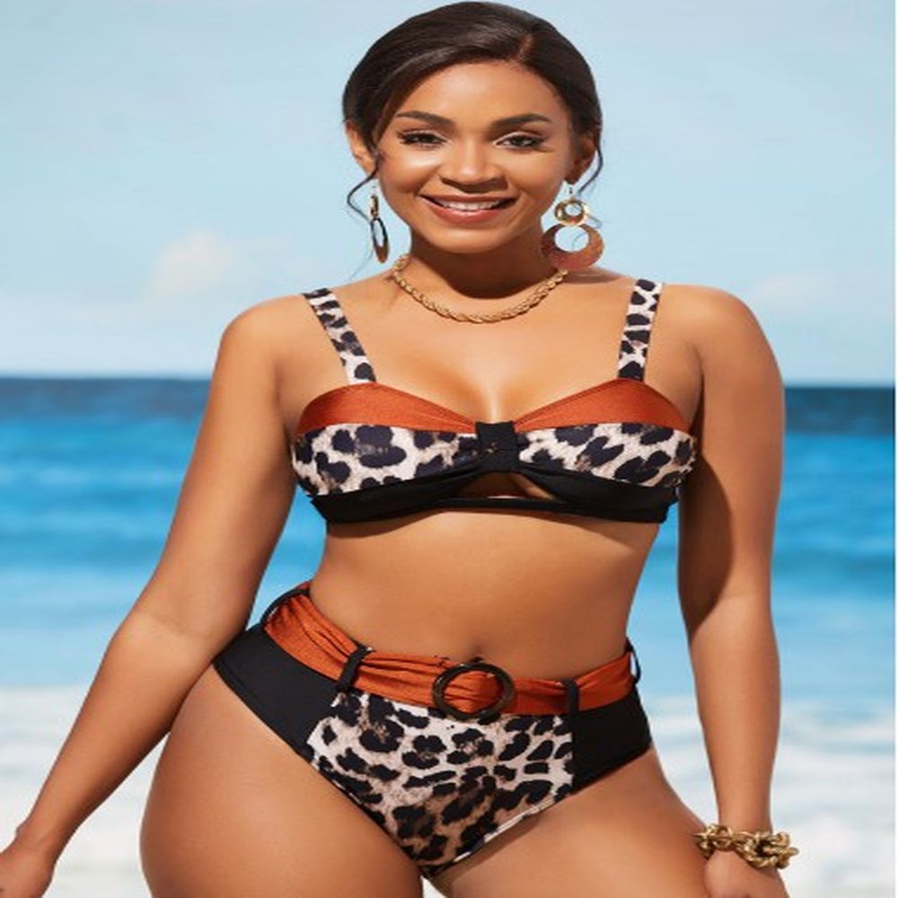 modlily leopard high waist wide strap bikini set xxl