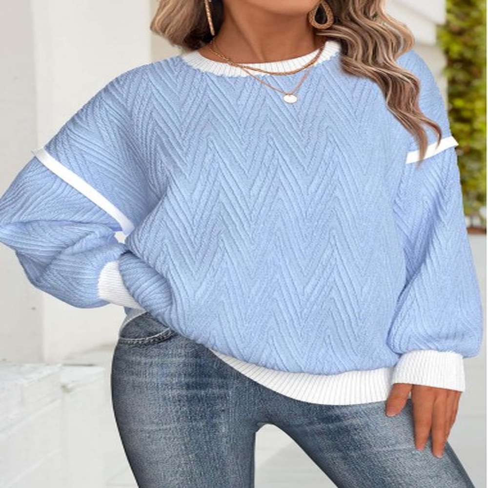 modlily light blue tummy coverage long sleeve round neck sweatshirt
