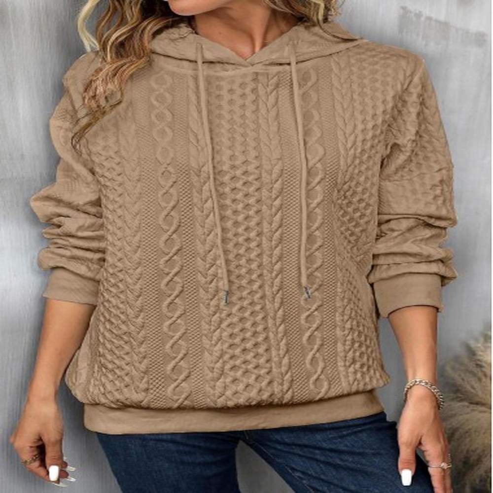 modlily light camel drawstring long sleeve hoodie l