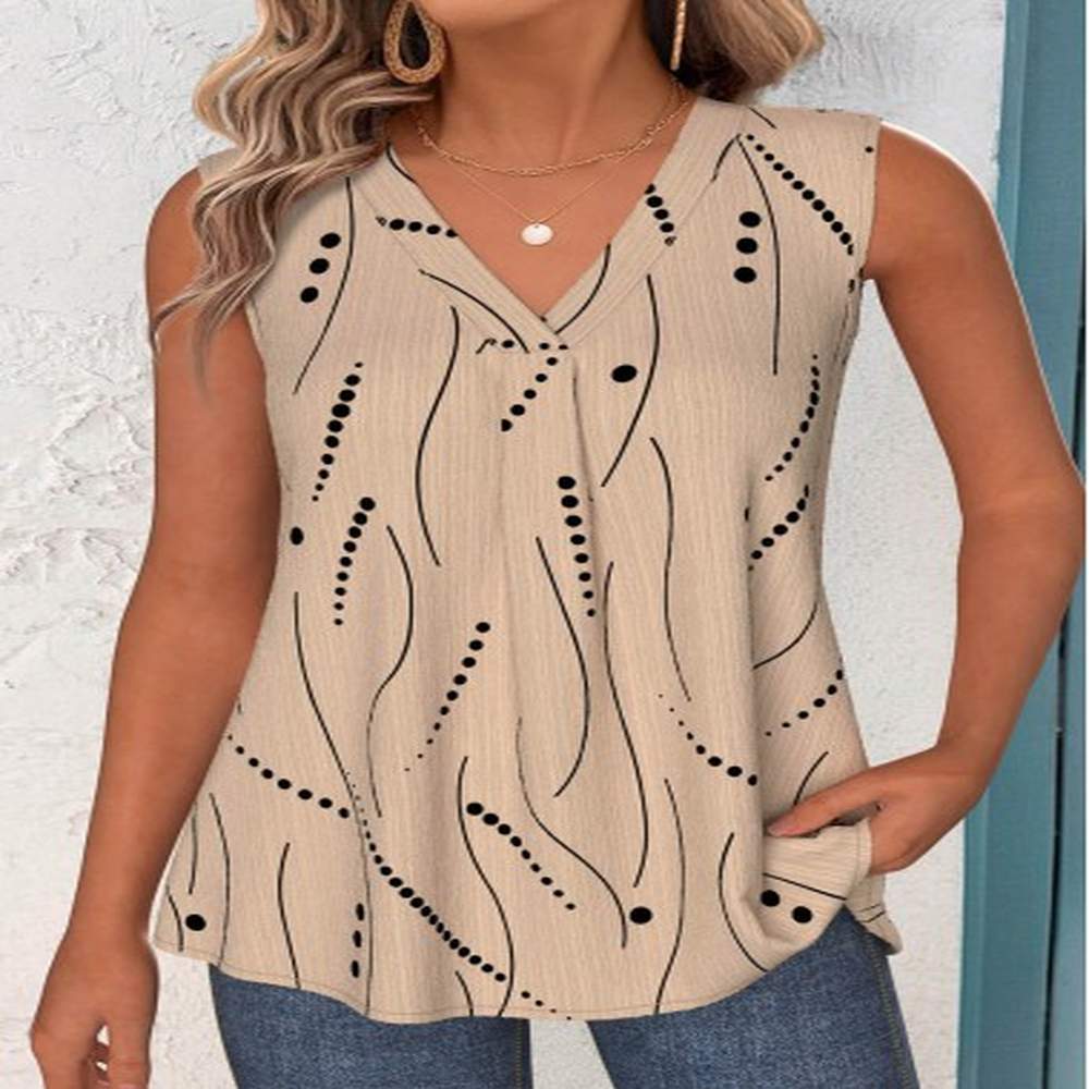 modlily light camel tummy coverage geometric print sleeveless tank top