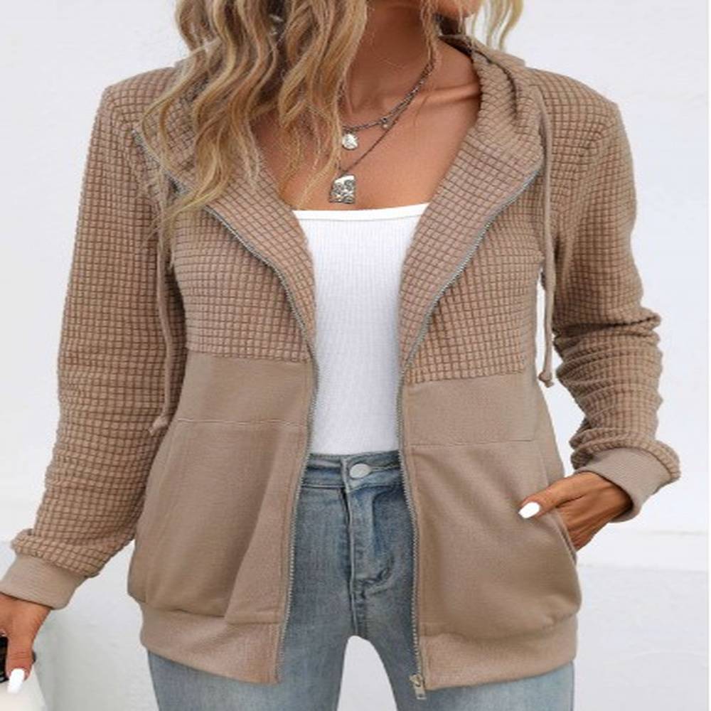 modlily light coffee pocket long sleeve hoodie xl