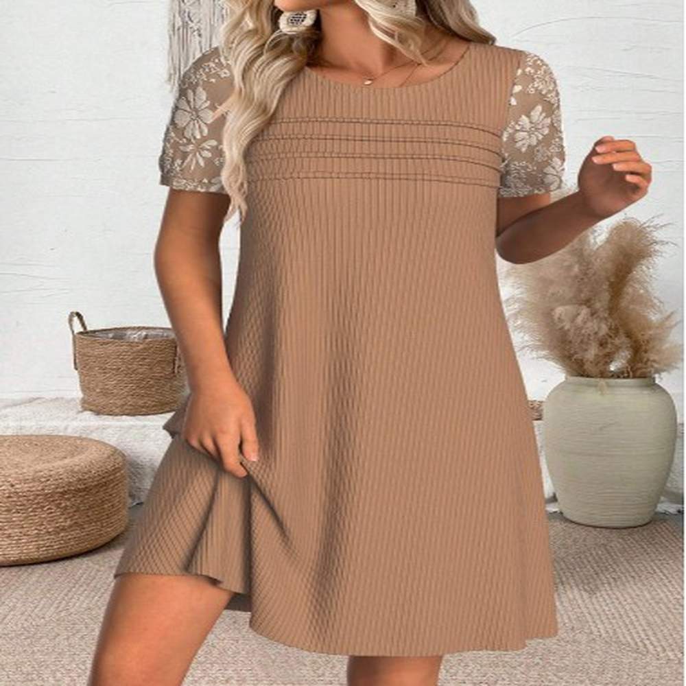 modlily light coffee short round neck dress xl