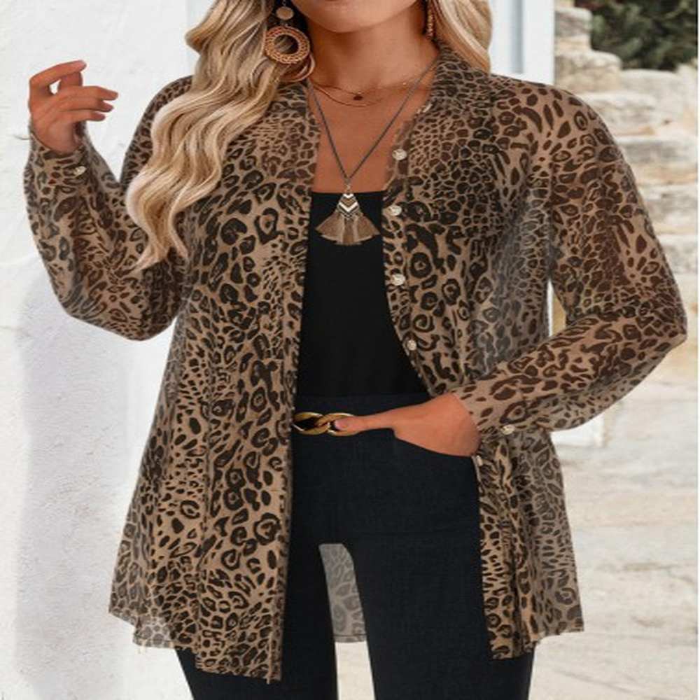 modlily light coffee tummy coverage leopard long sleeve shirt