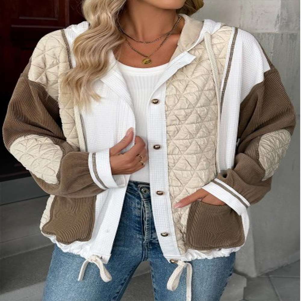 modlily light coffee tummy coverage long sleeve hooded coat