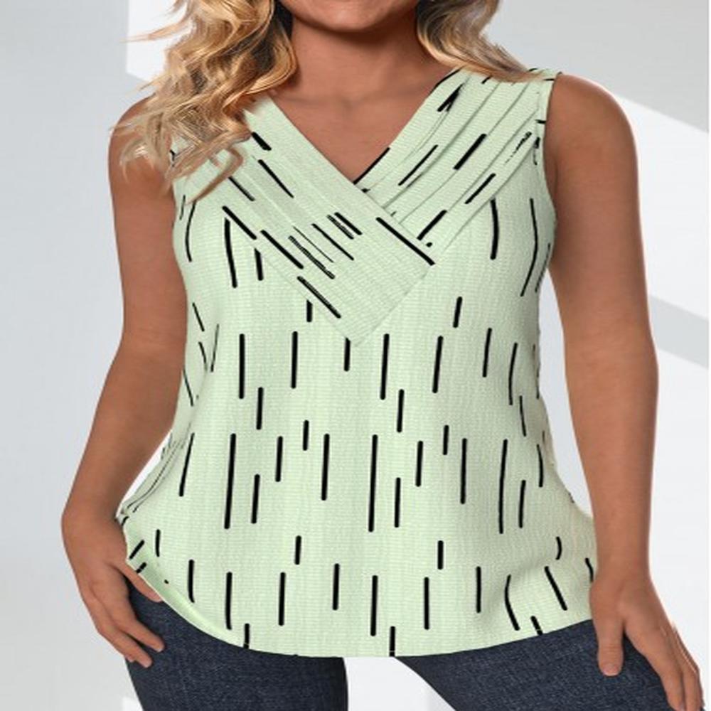 modlily light green surplice geometric print sleeveless tank top