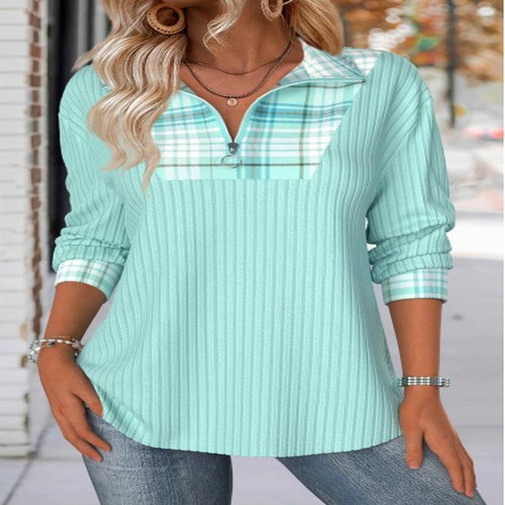 modlily light green tummy coverage plaid long sleeve sweatshirt
