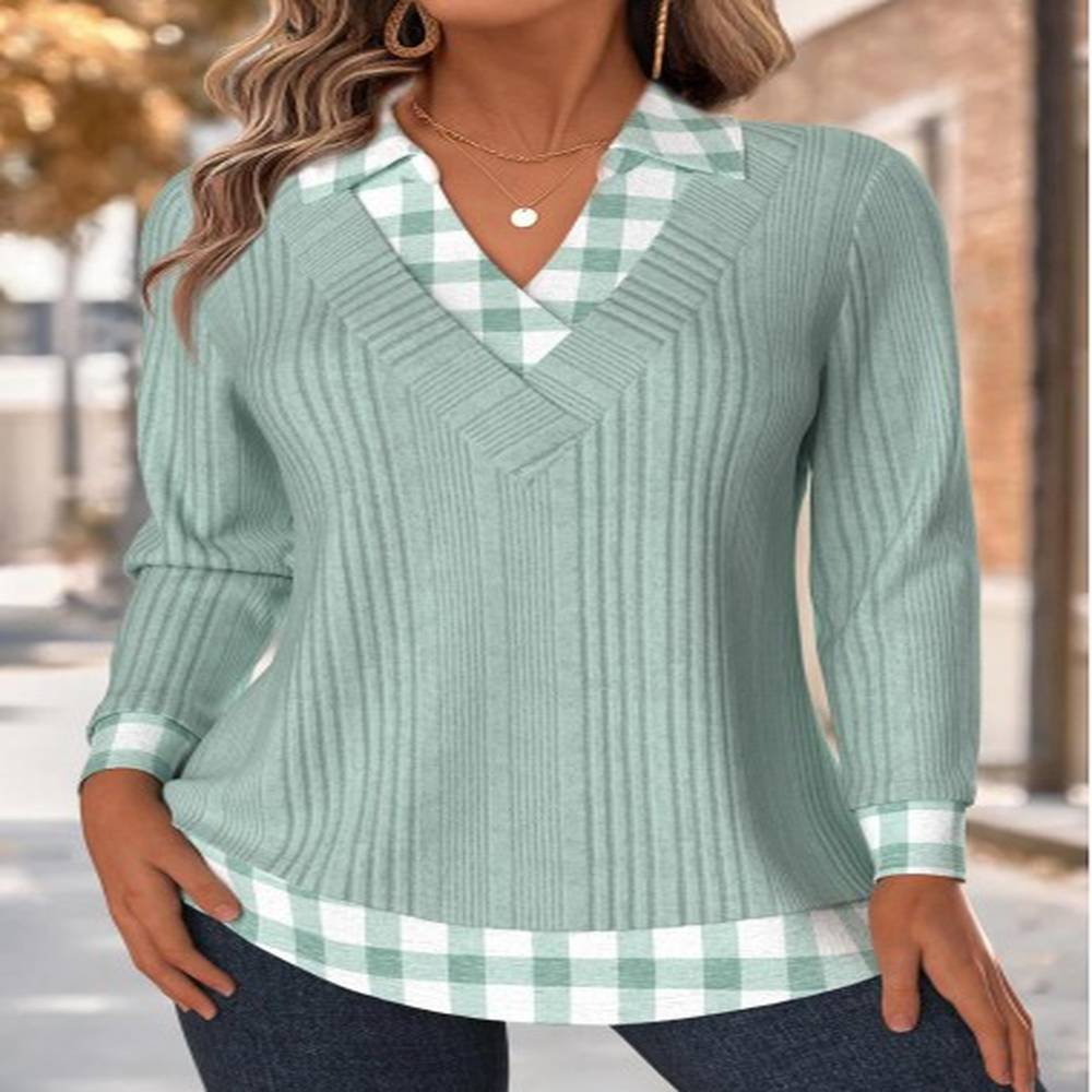 modlily light green tummy coverage plaid long sleeve t shirt