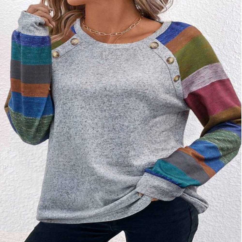 modlily light grey marl button striped t shirt l
