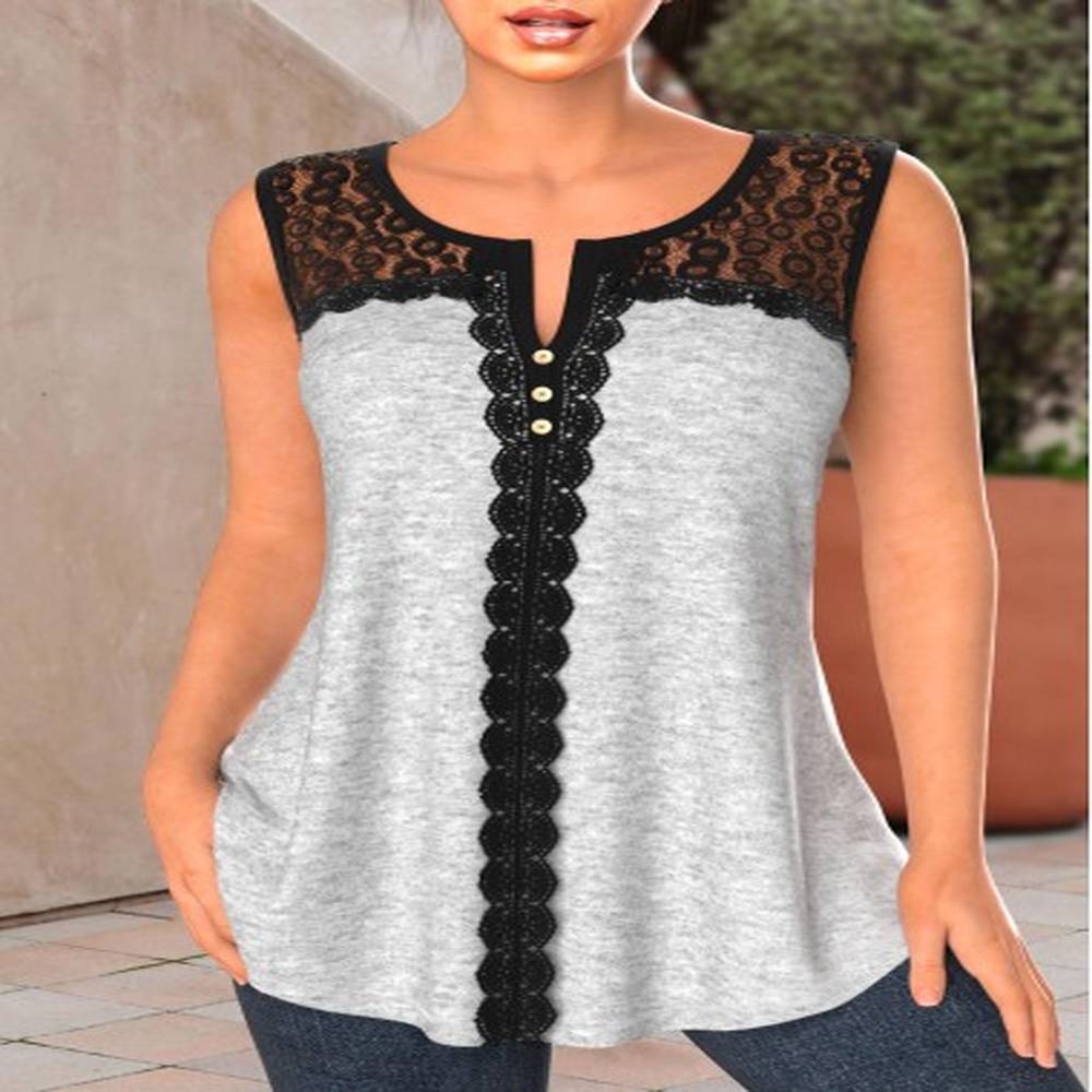 modlily light grey marl lace sleeveless tank top s