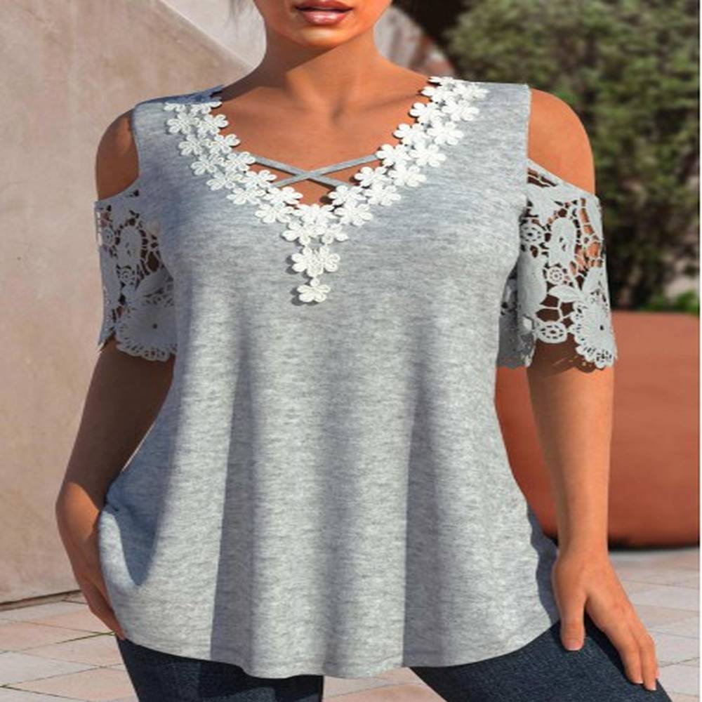 modlily light grey marl patchwork half sleeve t shirt