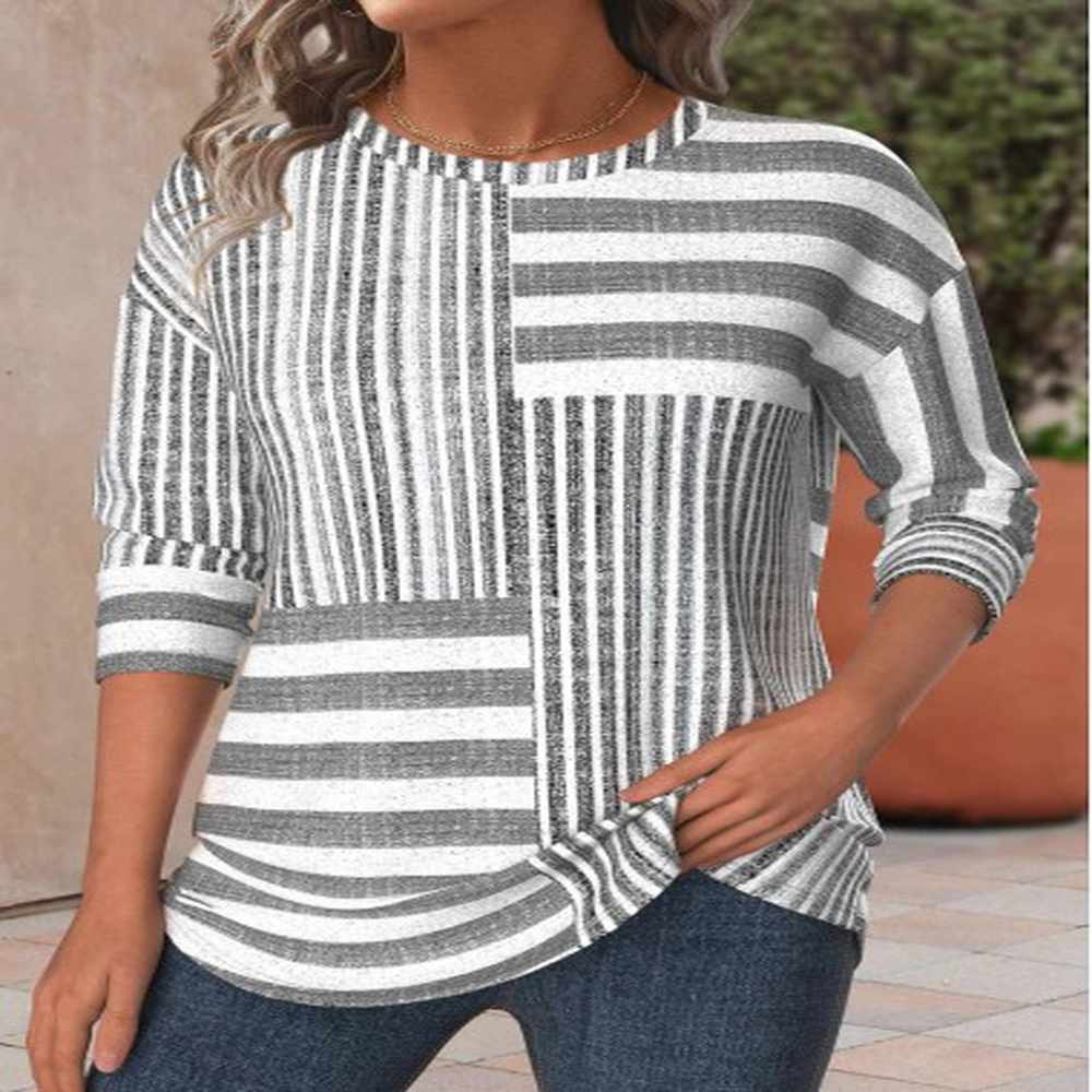 modlily light grey marl striped long sleeve t shirt