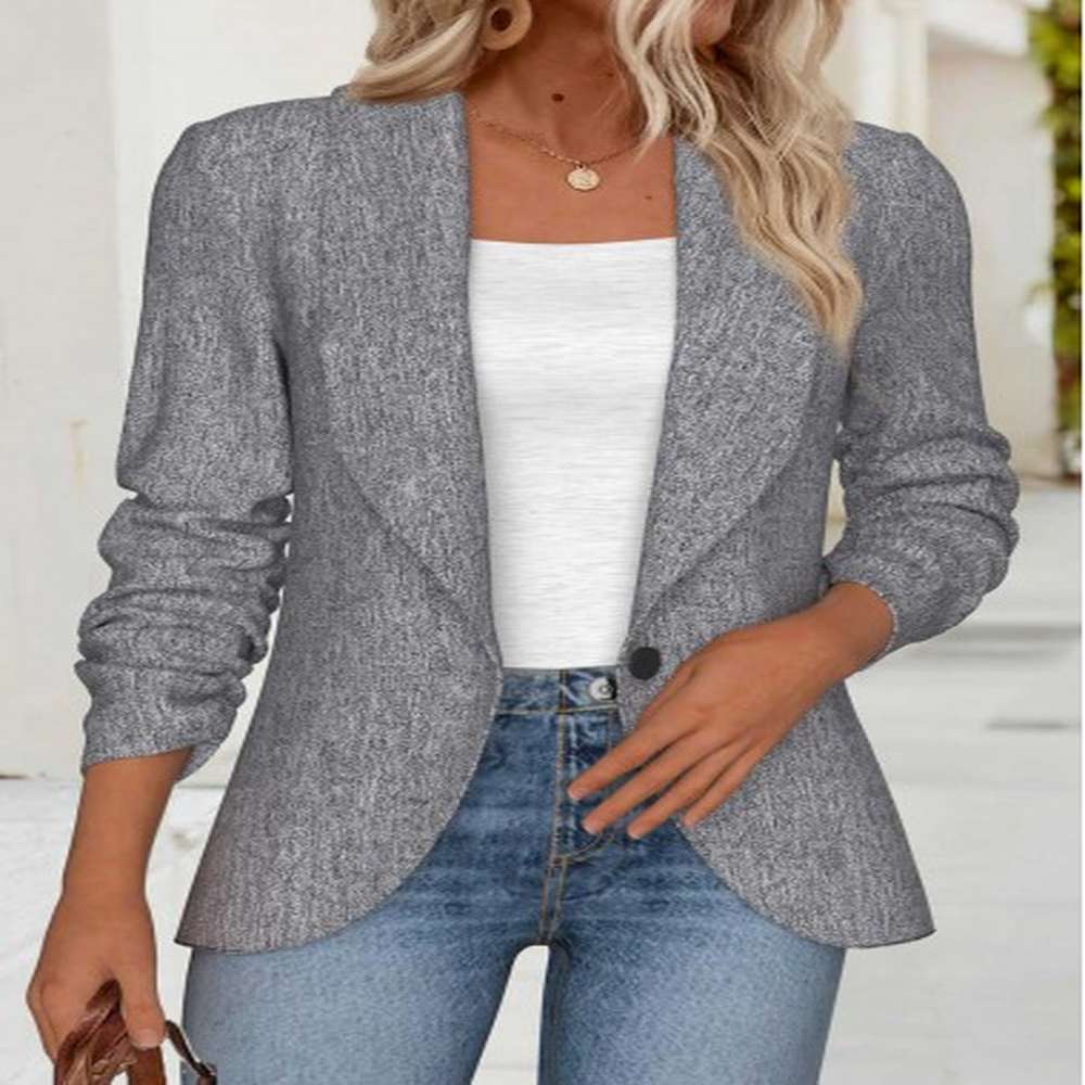 modlily light grey marl tummy coverage long sleeve lapel coat