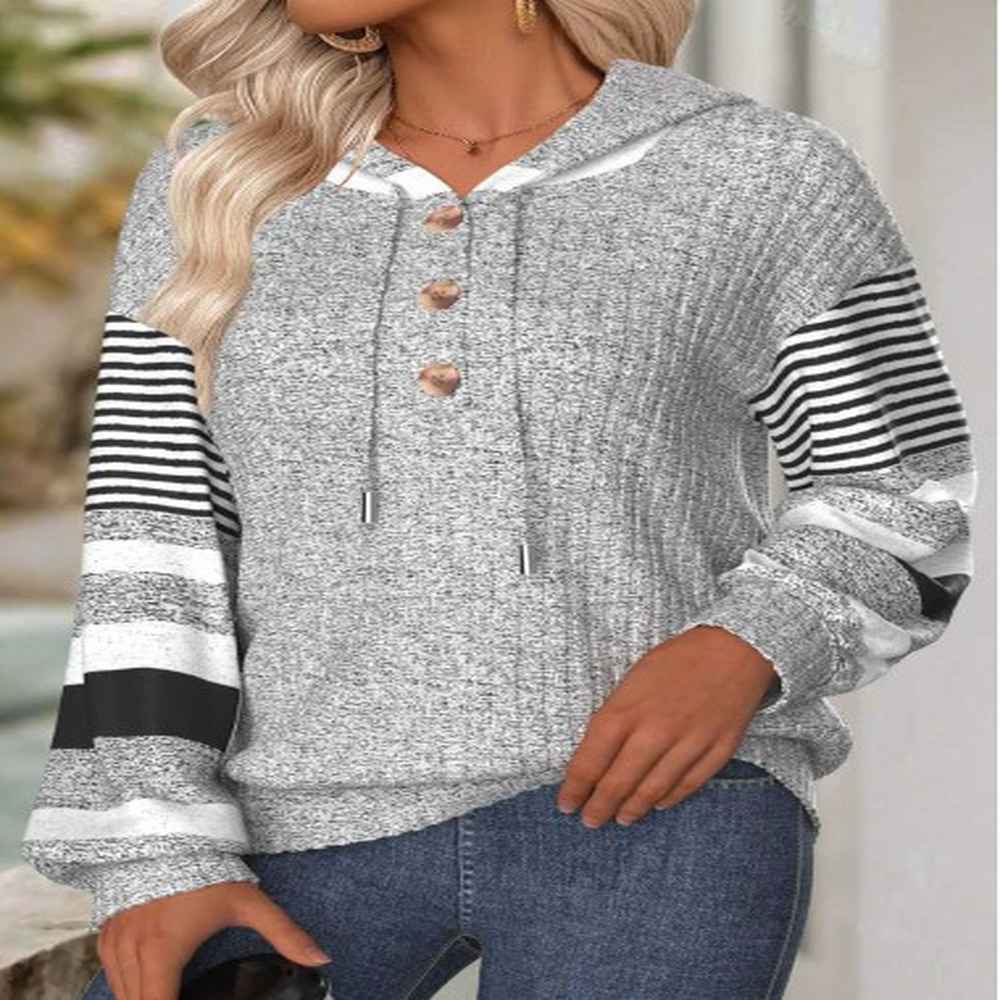 modlily light grey tummy coverage striped long sleeve hoodie