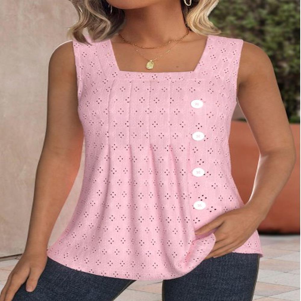 modlily light pink asymmetry sleeveless square neck tank top