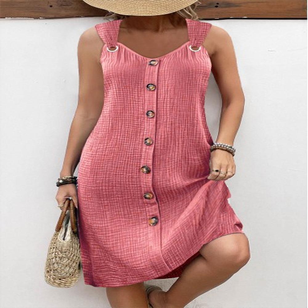 modlily light pink breathable a line sleeveless v neck dress