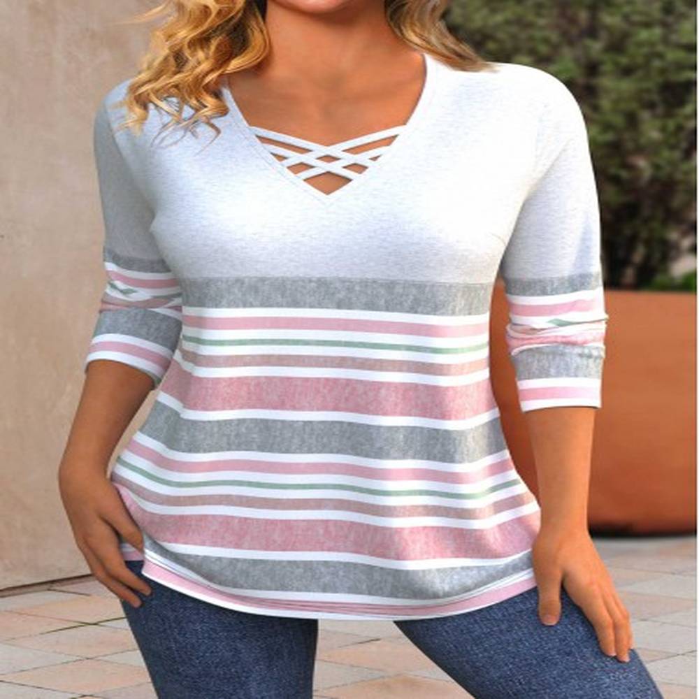 modlily light pink criss cross t shirt l