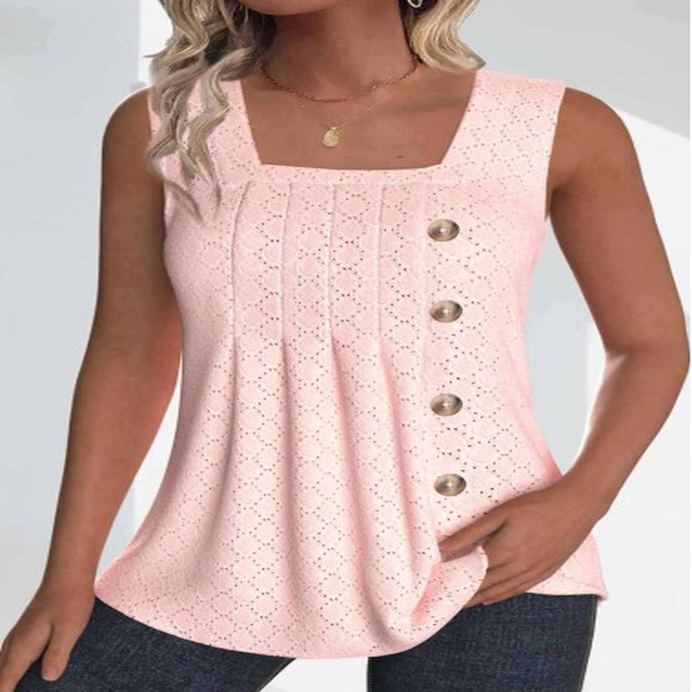 modlily light pink jacquard sleeveless square neck tank top