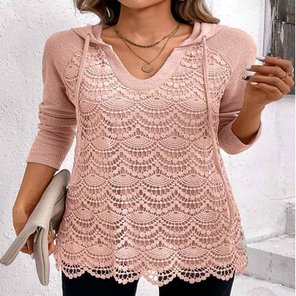 modlily light pink patchwork long sleeve hoodie xl