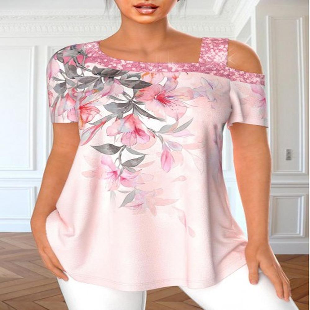 modlily light pink sequin floral print t shirt s
