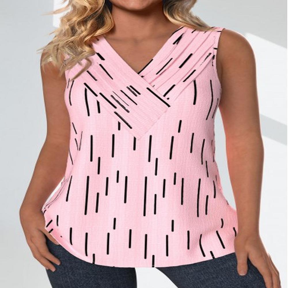 modlily light pink surplice geometric print sleeveless tank top